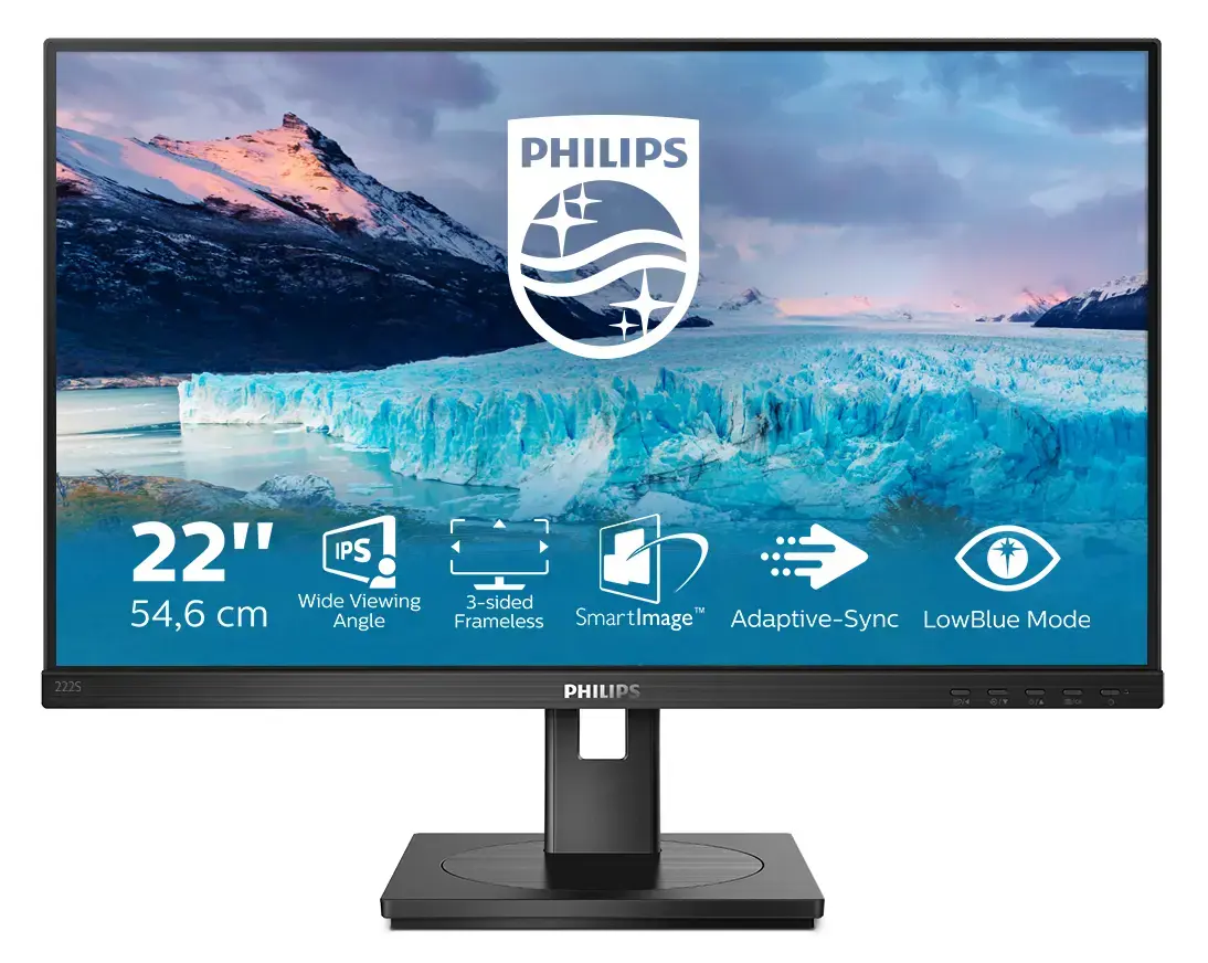 Monitorius Philips S Line 222S1AE/00, 54.6 cm (21.5"), 1920 x 1080 pixels, Full HD, LCD, 4 ms, Black