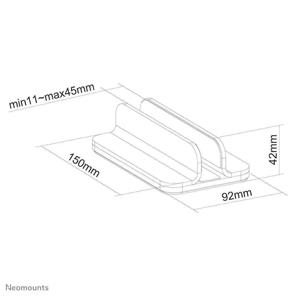 "Neomounts by Newstar" nešiojamojo kompiuterio laikiklis, nešiojamojo kompiuterio laikiklis, pilkas, aliuminis, 27,9 cm (11"), 43,2 cm (17"), 279,4 - 431,8 mm (11 - 17")