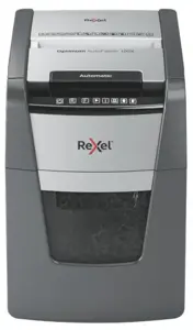 Rexel Optimum AutoFeed+ 100X Dokumentų naikiklis Cross Cut 4x28mm P-4 34L 55 dBA, Pilka/Juoda
