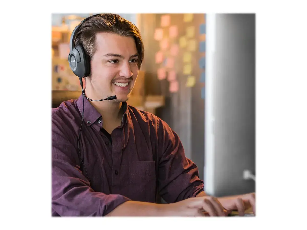 "Koss" ausinės SB42 USB laidinės, ant ausų, su mikrofonu, A tipo USB, juodos/pilkos spalvos