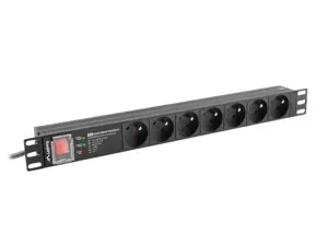 LANBERG PDU Rack pro 19 colių 1U 16A 7x FR lizdai 2m
