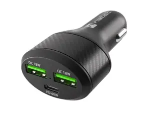 NATEC automobilinis įkroviklis Coney 2x USB 1x USB-C PD 3.0 84W QC3.0