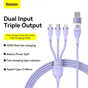 Baseus Flash Series II USB Type C | USB Type A cable - USB Type C | Lightning | micro USB 100 W 1.2…