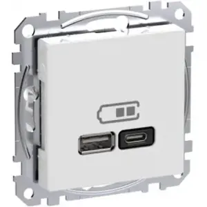 SCHNEIDER ELECTRIC EXXACT USB-A+C TELE OUTLET POWER DELIVERY WHITE