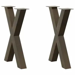 Valgomojo stalo kojos, X formos, 2 vnt., natūralus plienas, 50x(72-73) cm, plienas