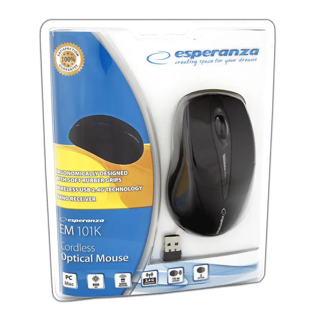 ESPERANZA EM101K - 5905784766980 ANTARES Belaidė pelė Optinė USB NANO išvestis 2,4 GHz