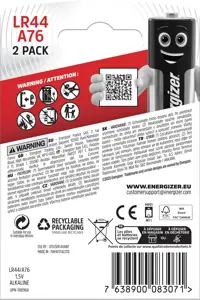 ENERGIZER ŠARMINĖS BATERIJOS LR44/ A76 2 VNT. 1,5 V