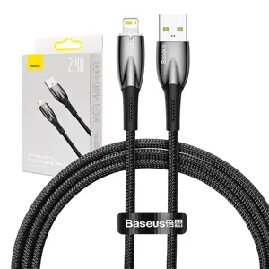 USB ir "Lightning Baseus Glimmer" kabelis, 2,4 A, 1 m (juodas)