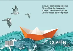 Dvipusis spalvotas popierius, A4, 16 lapų (8 spalvos x 2).