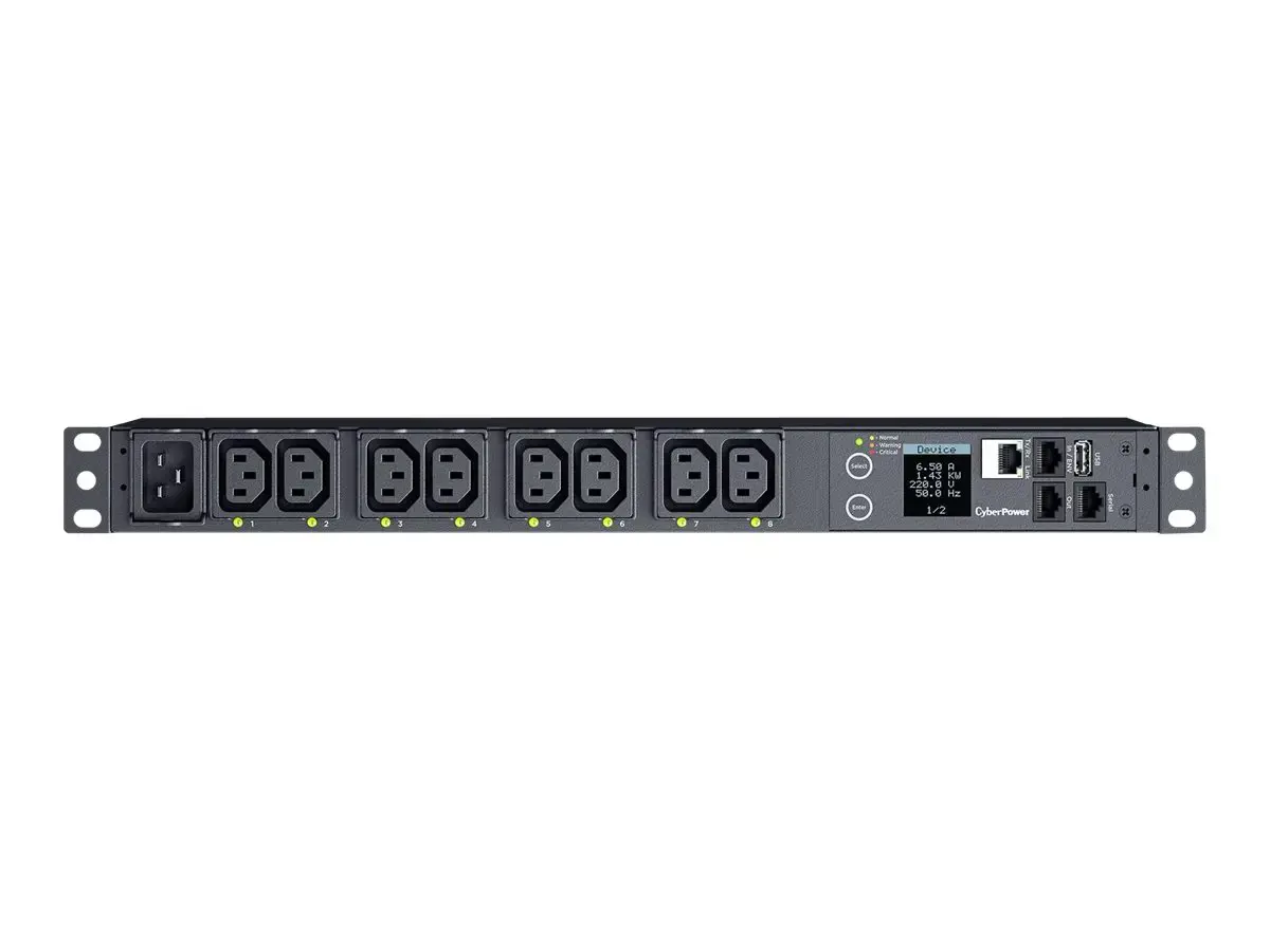 CYBERPOWER Keičiamasis PDU41005230V/20A 1U 8x IEC-320 išėjimo tinklo jungtis "PowerPanel Center" programinė įranga
