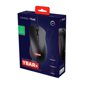 "Trust GXT924 YBAR+", dešinioji ranka, optinis, A tipo USB, 25600 DPI, juodas