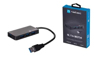 NATEC NHU-1342 "Natec" USB 3.0 šakotuvas, 4 prievadai, juodas