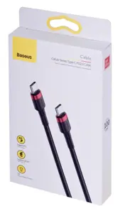BASEUS USB-C Į USB-C CAFULE 60W KABELIS 1M, JUODAS