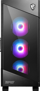 MSI MPG MPG VELOX 100R Mid Tower žaidimų kompiuterių korpusas "Juodas, 4x 120 mm ARGB ventiliatoriai, 1-6 ARGB šakotuvas, ARGB apšvietimo juosta, C tipo USB, grūdintas stiklas, centrinis, E-ATX, ATX, mATX, mini-ITX", Midi Tower, kompiuteris, juodas, ATX, žaidimų, 1x 120 mm