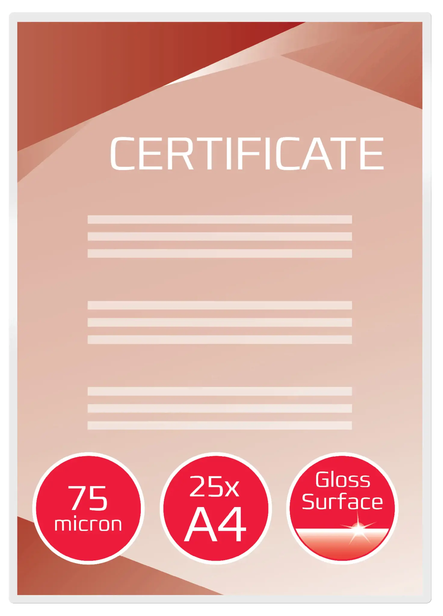 Laminavimo vokeliai GBC  A4, 75 mic, skaidrūs, pak. (25 vnt.)