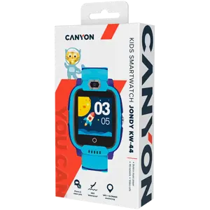CANYON Jondy KW-44, 1.44''IPS 240*240, ASR3603S, Nano SIM, 192+128MB+512MB TF kortelė, GSM(B3/B8), LTE(B1.2.3.5.7.8.20) 700mAh baterija, GPS+Glonas, "iOS" ir "Android" programėlė, MP3 garso grotuvas, 7 žaidimai, fotoaparatas, šeimininkas:53.3*43.5*16mm dirželis:230*20mm,48g, mėlyna