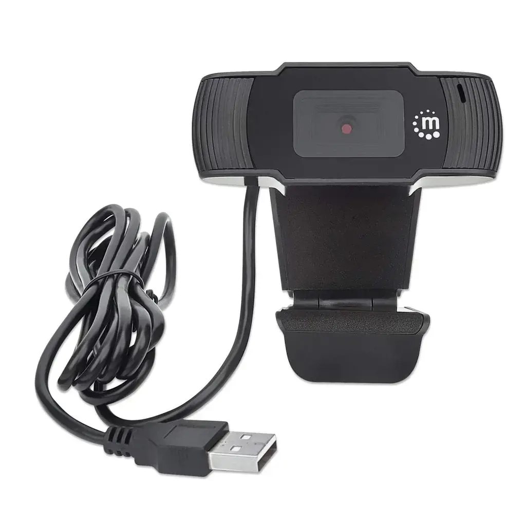Manhattan USB Webcam, Two Megapixels, 1080p Full HD, USB-A, Integrated Microphone, Adjustable Clip Base, 30 frame per second, Black, Three Year Warranty, Box, 2 MP, 1920 x 1080 pixels, Full HD, 30 fps, 1080p, MJPEG