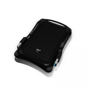 SILICON POWER Išorinis kietasis diskas Armor A30 1TB 2,5 colio USB 3.2 nuo smūgių Juoda MIL-STD 810F metodas 516.5 IV procedūra LED šviesa
