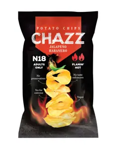 Bulvių traškučiai CHAZZ, su jalapeno paprika, 90 g