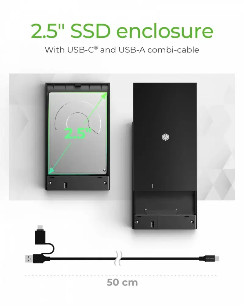 ICY BOX IB-200T-C3 Išorinis 2,5 colių HDD/SSD korpusas SATA USB 3.2 Gen 1