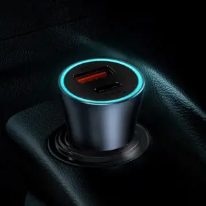 Baseus TZCCJD-0G Golden Contactor Car Charger Dual Quick Charger USB 40W Dark Grey