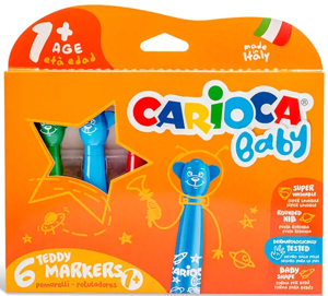 Flomasteriai mažyliams CARIOCA BABY TEDDY MARKER, 6 spalvų