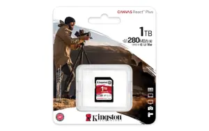 Kingston Technology 1TB Canvas React Plus SDXC UHS-II 280R/150W U3 V60 for Full HD/4K, 1 TB, SDXC, Class 10, UHS-II, 280 MB/s, 150 MB/s