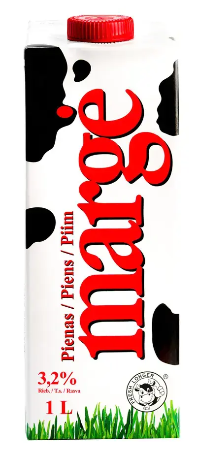 Pienas MARGĖ 3,2% riebumo, 1 l
