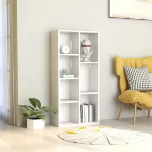Spintelė knygoms, balta, 50x25x106cm, apdirbta mediena, blizgi