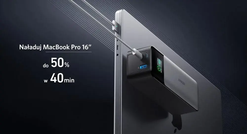 "Anker 737", 24000 mAh, 140 W, juoda, sidabrinė