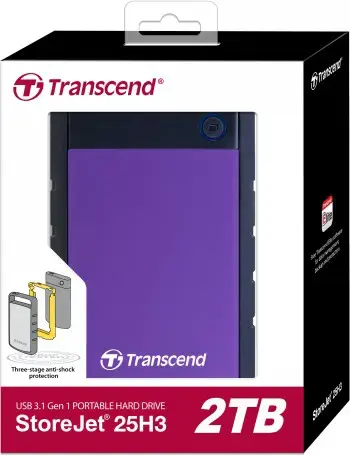 Išorinis kietasis diskas TRANSCEND StoreJet 2TB USB 3.0 Purpurinės spalvos TS2TSJ25H3P