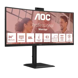 AOC CU34E4CW | 34 " | VA | UWQHD | 120 Hz | 4 ms | 3440 x 1440 pixels | 350 cd/m² | HDMI ports quantity 2 | Black