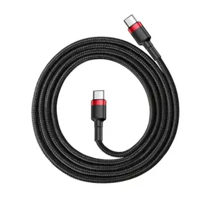 Baseus Cafule Cable Durable Nylon Cord USB-C PD / USB-C PD PD2.0 60W 20V 3A QC3.0 1M Black-Red (Black-Red)
