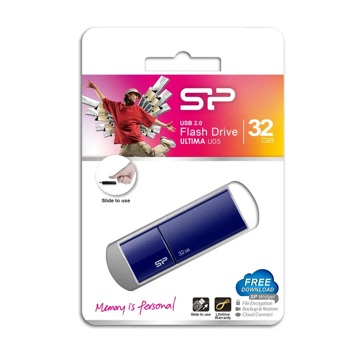 "Silicon Power Ultima U05", 32 GB, USB Type-A, 2.0, skaidrių, 9,2 g, mėlyna