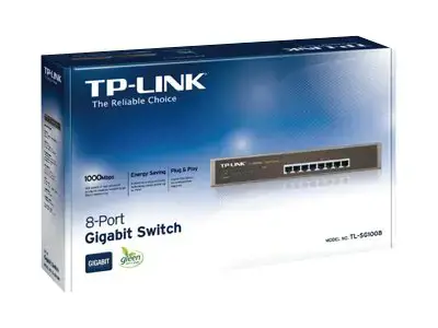 "TP-Link" 8 prievadų Gigabit tinklo komutatorius, nevaldomas, Gigabit Ethernet (10/100/1000), dvipusis duomenų perdavimas, montuojamas į stovą, 1U