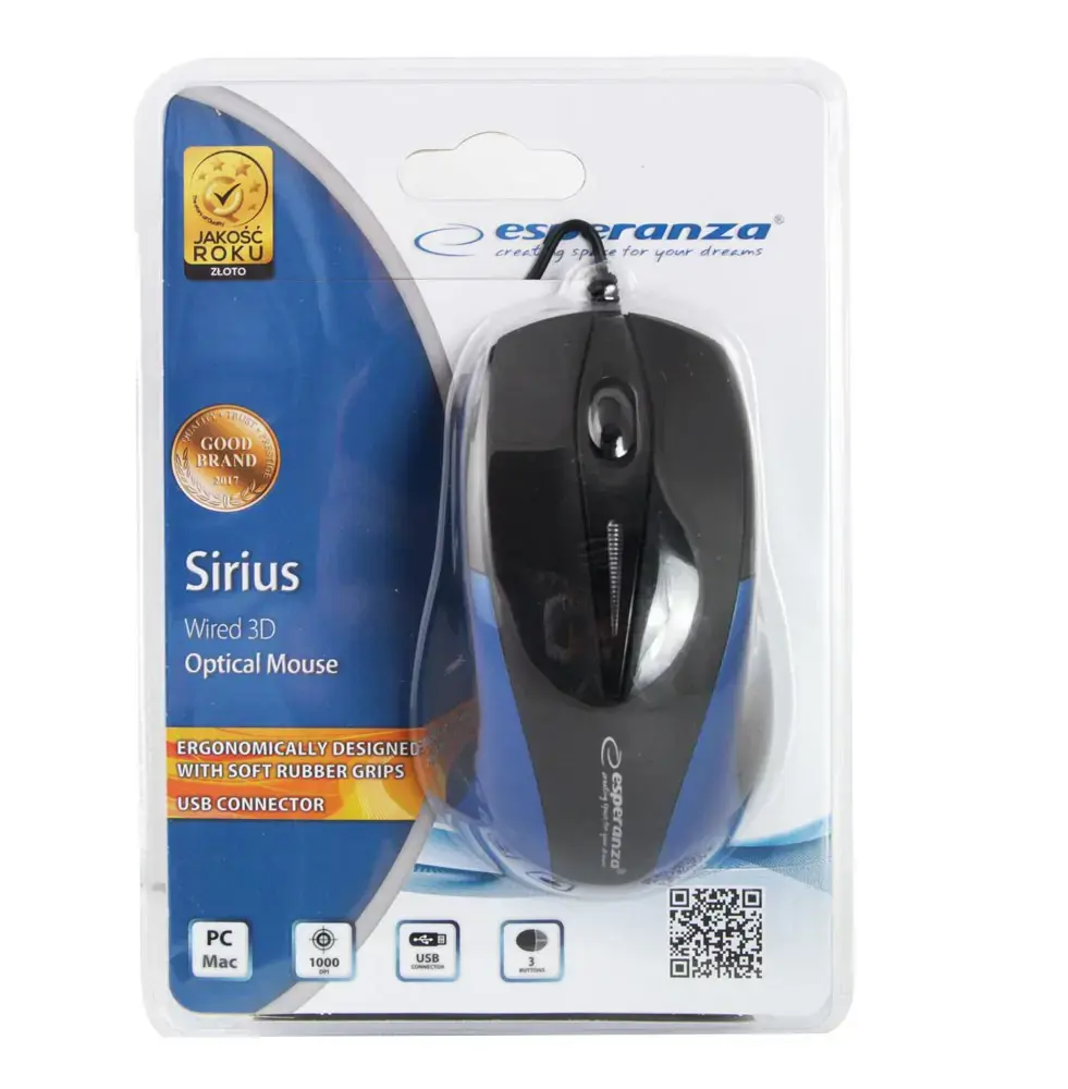 ESPERANZA EM102B SIRIUS 3D WIRED OPTICAL MOUSE USB BLACK|BLUE