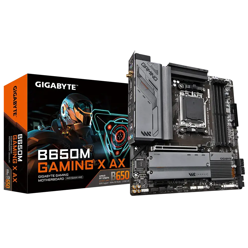 Gigabyte B650M GAMING X AX (rev. 1.x), AMD, Socket AM5, AMD Ryzen™ 5, AMD Ryzen 7 7th Gen, AMD Ryzen 9 7th Gen, Socket AM5, DDR5-SDRAM, 128 GB