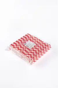 Popieriniai šiaudeliai ZigZag, raudoni/dryžuoti, D 8 mm, L 21 cm, 250 vnt
