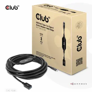 CLUB3D USB Gen1 Type-C to Type-A Active Adapter Cable 5Gbps M/F 10m/32.8ft, 10 m, USB C, USB A, USB…