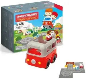 MAGFORMERS 005-717010 MIESTO RINKINYS - MIESTO AUTOBUSAS - 16 ELEMENTŲ