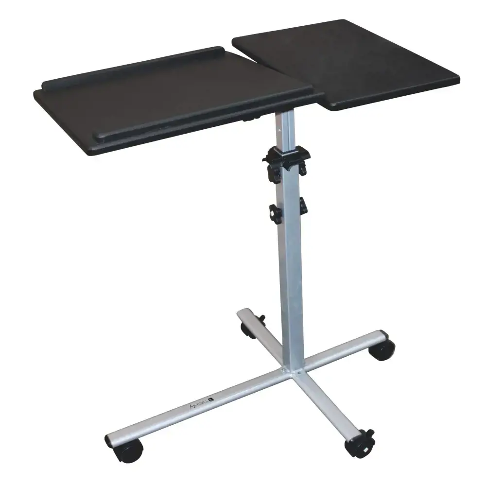 TECHLY 101485 Techly Universalus projektoriaus / nešiojamojo kompiuterio vežimėlis su dviem reguliuojamomis lentynomis, juodas