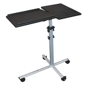 TECHLY 101485 Techly Universalus projektoriaus / nešiojamojo kompiuterio vežimėlis su dviem reguliuojamomis lentynomis, juodas