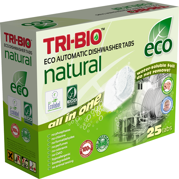 Tabletės indaplovėms TRI-BIO ALL IN ONE, 25 tabletės, 500 g