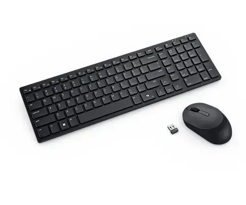 Dell Compact KM555 Silent Belaidė klaviatūra + pelė, RF Wireless + Bluetooth, US Int, Juoda