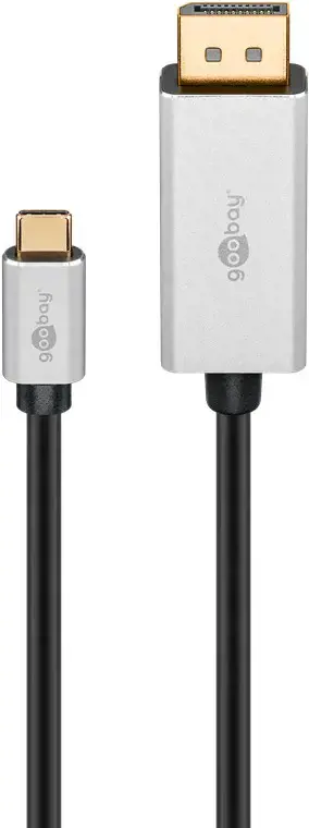 "Goobay" USB-C ir "DisplayPort" adapterio kabelis .60176 2 m, sidabrinės/juodos spalvos, "DisplayPort", C tipo