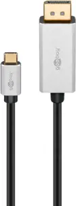 "Goobay" USB-C ir "DisplayPort" adapterio kabelis .60176 2 m, sidabrinės/juodos spalvos, "DisplayPo…