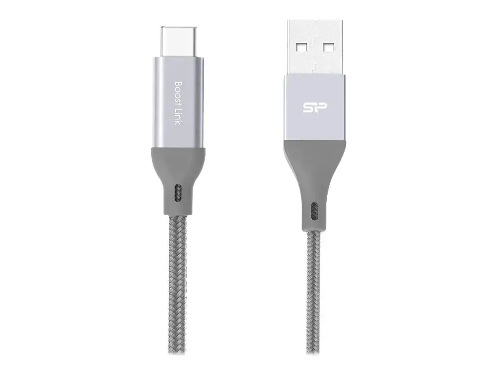 Silicon Power Boost Link Nylon LK30AC, 1 m, USB A, USB C, USB 3.2 Gen 1 (3.1 Gen 1), 5000 Mbps, pilka