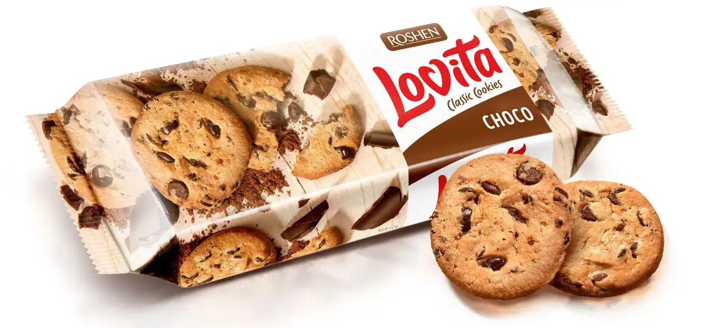 Sausainiai LOVITA, su šokolado gabaliukais, 150 g