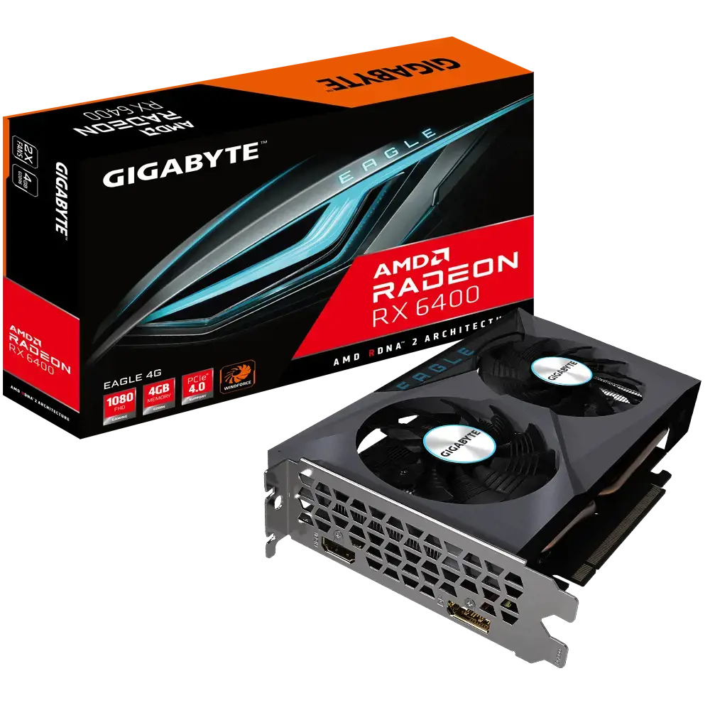 Vaizdo plokštė GIGABYTE Radeon RX 6400 4 GB, GDDR6, 64 bitai, GV-R64EAGLE-4GD