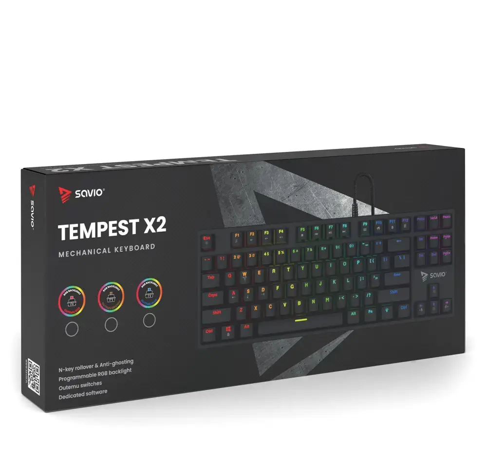 Savio Tempest x2 RGB mechanical keyboard, Outemu RED